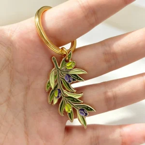 Manufacture Plant Olive Key Pendant Accessory Gold Plating Soft Enamel Custom Metal Keychain