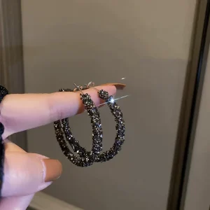 Manufacturer Big Circle Design Inlay Full Paved Sparkling Zircon Earrings Hoop Earrings for Women