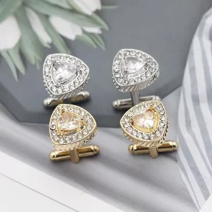 Manufacturer Cufflinks Blanks Cuff Links Cufflinks Shirts Men Stock Alloy Triangle Crystal Diamond Cuff Links for Sale