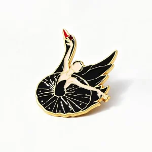 Manufacturer Custom Black White Swan Ballerina Girl Enamel Lapel Brooch Elegant Ballet Dancer Hard Enamel Lapel Pin OEM