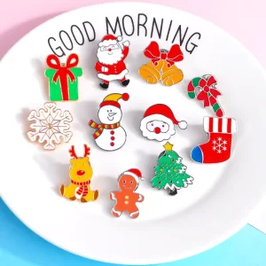 Manufacturer Custom Cartoon Badge Merry Christmas Theme Enamel Brooch Lapel Pins for Hat Button Clothes Bulk Metal Pin