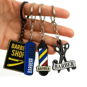 Manufacturer Custom High Quality Promotional Barber Logo Soft Hard Enamel Keychains