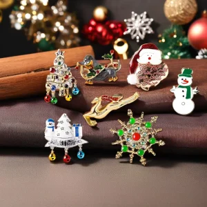 Manufacturer Custom Metal Gold Fashion Rhinestone Designer Lapel Christmas Luxury Pin Lapel Pins Brooches Women