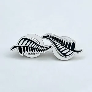 Manufacturer Custom Soft Enamel Black Leaves Brooch Sliver Plated Badge Pin With Magnet on Back Free Artwork Trading Lapel Pin