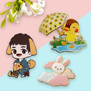 Manufacturer Design Your Own Cartoon Rabbit Brooch Gold Plated Enamel Souvenir Metal Badge Custom Lapel Pin