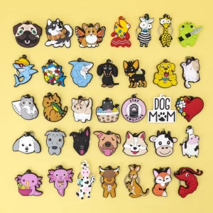 Manufacturer Factory 2D Flat Rubber Keychain Kawaii Dog Mom Cat Lovers Keyring Cute Animal Key Chain for Backpack