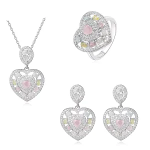 Manufacturer Fashion 925 Sterling Silver Costume Heart Jewelry Set