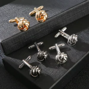 Manufacturer Fashion Cufflink Knot Design Shirt Sleeve Button Silver Gold Black Cuff Links Mens Cufflinks for Men