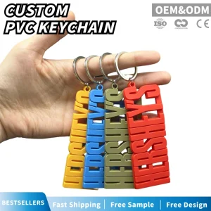 Manufacturer OEM Custom Logo 3D Soft PVC Rubber Alphabet Keychain Embossed Letter Keychains for Brand Promotion