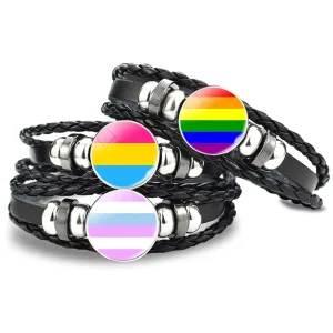 Manufacturer’s LGBTQ+ Pride Leather Wrap Bracelets with Love Is Love Rainbow Flag Design Snap Button Charm Fashion Accessories