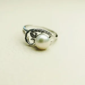 Manufacturer’s Spot Fashion Baroque Pearl Ring Design Silver Women Adjustable Freshwater Pearl Ring for Gift