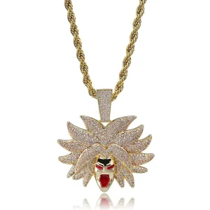 Many Different Styles Real Gold Plating Hip Hop Brass With Bling Colorful Zircon Anime Cartoon Characters Pendant Necklace