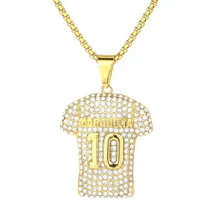 Maradona 10 European American T Shirt Shape Hip hop Stainless Steel Gold plated Pendant Necklace Maradona No. 10
