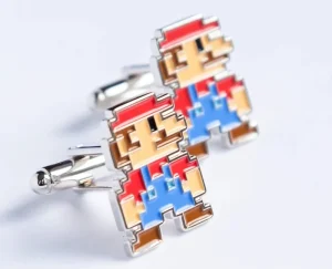 Mario 8 Bit Design Cufflinks Retro Gaming Accessory Video Game Fan Jewelry Inspiration Unique Gift for Gamers Stylish Accessory
