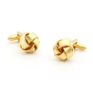 Mat Gold Love Knot Elegant Cufflinks Custom Mens Suit Shirt Accessory Wedding Tuxedo Jewelry Gift Set