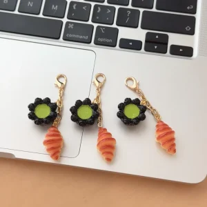 Matcha Bread Charm Simulation Food Keychain Headphone Charm Wallet Pendant Creative Exquisite Small Gift