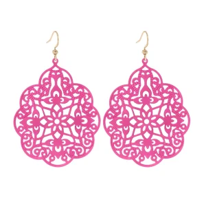 Matte Baked Enamel Hollow Earrings Bohemian Retro Ethnic Style Face Slimming Earrings