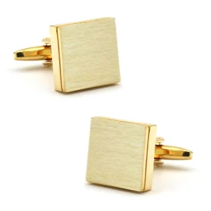 Matte Brushed Blank Square Gold Cufflinks Plain Engravable Metal Shirt Cuff Links for Office Business Formal Suit Decor