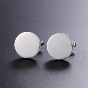 Men Accessary Custom Stainless Steel Cufflinks Blank Round Tuxedo Shirt Cufflinks Studs Button Set Weeding
