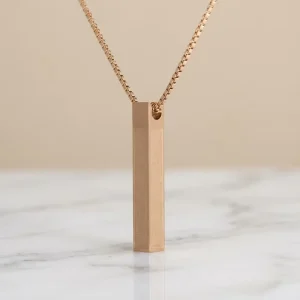 Men Cold Style Arabic Pattern Necklace Stainless Steel Stereo Rectangle Pendant Unisex Hip Hop Jewelry