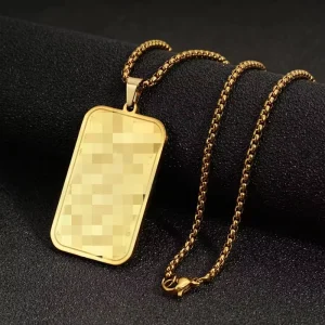 Men Custom Engraved Square Titanium Steel Dog Necklace Casual Street Style Daily Neck Accessory