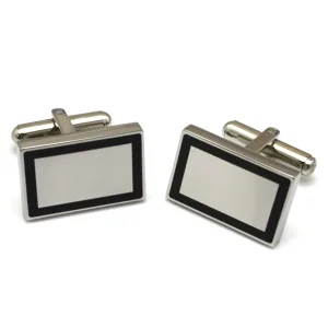 Men Fashion Accessories Custom Engravable 316L Stainless Steel Plain Rectangular Blank Cufflinks High Quality