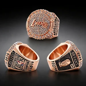 Men Fashion Hip Hop Sports Jewelry Ring Rhinestone Enamel Lakers Champion Ring Bryant 24 Fan Collectible Gift Ring