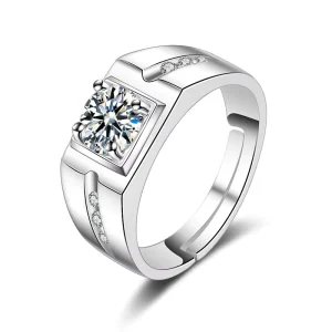 Men Rings Fashion Diamond Finger Ring Wedding Engagement Zircon Silver Color