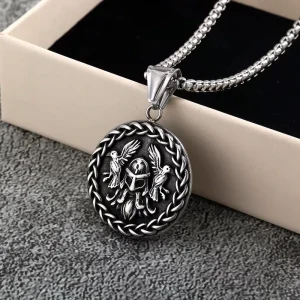 Men Stainless Steel Slavic Medallion Necklace Viking Style Antique Pendant Jewelry