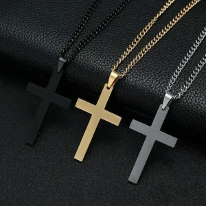 Men Women Vintage Chains Pendant Necklaces Silver Gold Crucifix Cuban Jewelry Gift Cross Pendant Necklace