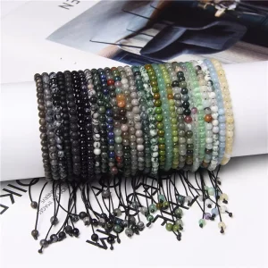 Men’s 4mm Natural Stone Crystal Semi-precious Stone Classic Beaded Bracelet Energy Pulsera