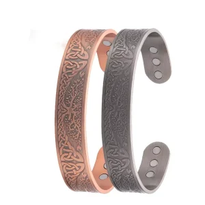 Men’s Adjustable Red Copper C Shape Tree of Life Cuff Bracelet Magnetic Therapy Fashion Accessory