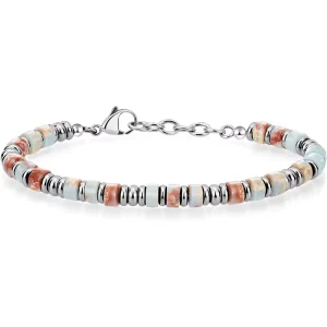 Men’s Bohemian Bracelet Stainless Steel Colored 4MM Beaded Bracelets Fashion Jewelry Gifts for Husband Father Friends