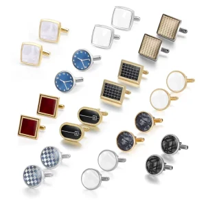 Men’s Business Cufflinks Fashion Stainless Steel Lattice Cufflink Buckle French High grade Copper Cuffs