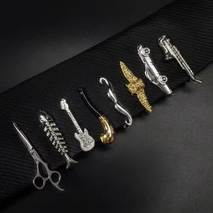 Men’s Business Formal Groom Party Tie Clip Alloy Gold Silver Floral Pattern Gold Plated Unique Creative Design