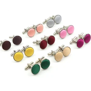 Men’s Colorful Blue Pink Green Plaid Cufflinks Wedding Business Metal Classic Gentleman Sleeve Button Simple Design Accessories