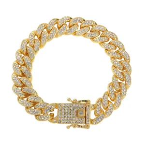 Men’s Cuban Chain With Diamonds Personalized Bracelet Silver Gold Plated Hip Hop Jewelry