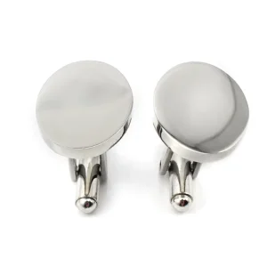 Men’s Cufflinks Oval Shape Business Engravable Custom Logo Name Cuff Links Blank Cufflinks for Men