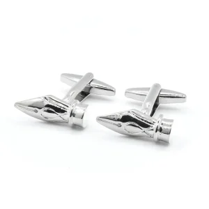 Men’s Custom Fashion Accessory Set Silver Pen Novelty Cufflinks Tie Clip & Wedding Tuxedo Suit Shirt Gift