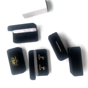 Mens Customized Logo Cufflink Holder Black Red Blue Velvet Cuff Link Storage Display Case Box
