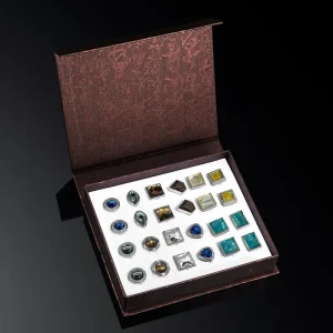 Men’s Diamond-jewel Cufflinks Round Blue Crystal Cuffs Studded Banquet Suit Shirt Accessories Gift