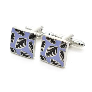 Men’s Elegant Blue Leaves Enamel Cufflinks Custom Suit Shirt Accessory Wedding Tuxedo Jewelry Gift Set