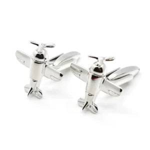 Men’s Fashion Aircraft Model Cufflinks and Tie Clip Set Business Wedding Party Gift for Airplane Suit Shirt