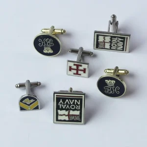 Men’s Fashion Cuff Link Badge Personalized Enamel Logo Suit Shirt Zinc Alloy Silver-Plated Tie Clip Set Custom Metal