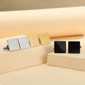 Men’s French Shirt Cufflinks Square Shape Stainless Steel Business Cufflink Gift
