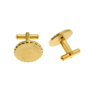 Mens Gold Tone Stainless Steel Cufflinks Brushed Surface Scalloped Edge Formal Business Dress Shirt CuffLink Fashion Accessories