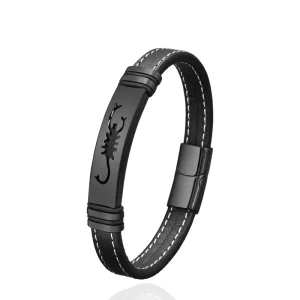 Men’s Hand woven Leather Bracelet Magnetic Buckle Stainless Steel Bracelet