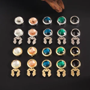 Men’s High Quality Crystal Decorated Shirt Button Cufflinks Stud Button Cover For Groom Shirt Suit