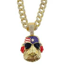 Men’s Hip Hop Jewelry Big Head Pendant Necklace With Cuban Chain Gold Silver Plated Gift