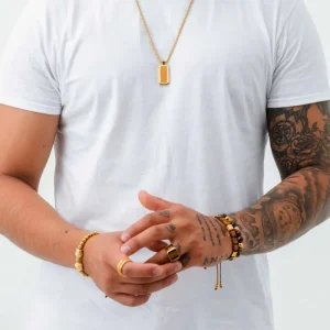 Men’s Jewelry Gift Set Gold Classic European American Necklace Ring for Dubai Parties Christmas Designed